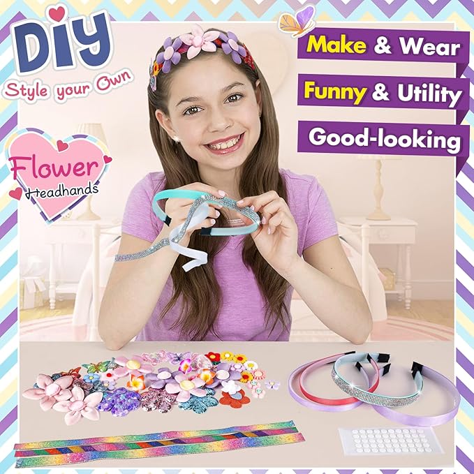 Gifts for 6 Year Old Girls: Craft Kits for Kids 6-12 | Fashion Girl Hair Accessories Making Set | That Allows Girls to Make Their Own Unique DIY Flower Hair Accessories (Flower)
