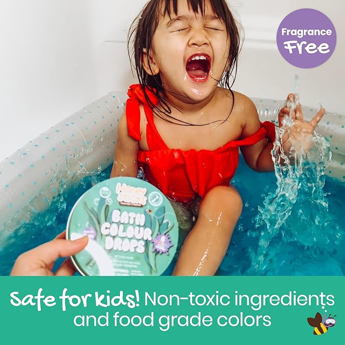 Honeysticks Bath Color Tablets for Kids - Non Toxic Bathtub Drops Made with Natural Ingredients and Food Grade Colors - Fragrance Free - Fizzy, Brightly Colored Bathtime Fun, Great Gift - 36 Drops