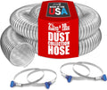 PVC Dust Collection Hose w/4 Thumbscrew Clamps, Puncture Resistant, Carbon Steel Wire, Clear Flexible PVC Dust Collector Hose, Proudly Made in USA (2 1/2" x 10')