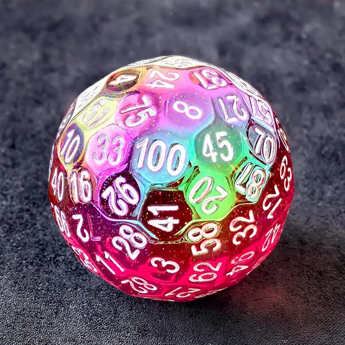 Bescon Dazzling Red 100 Sided Dice, Game Dice D100, Polyhedral Solid 100 Sides Dice 45MM in Diameter (1.8inch)