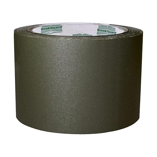 BookGuard 3 inch Premium Bookbinding Repair Cloth Tape, 15 Yard Roll, Olive