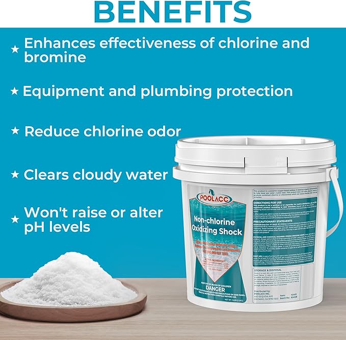 Non-Chlorine Spa Shock for Hot Tub, Chlorine-Free Shock Treatment for Hot Tubs, Spas and Swimming Pools, Quick Dissolving, Fast Acting Oxidizing Shock for Crystal Clear Water- 5lbs*4 Packs