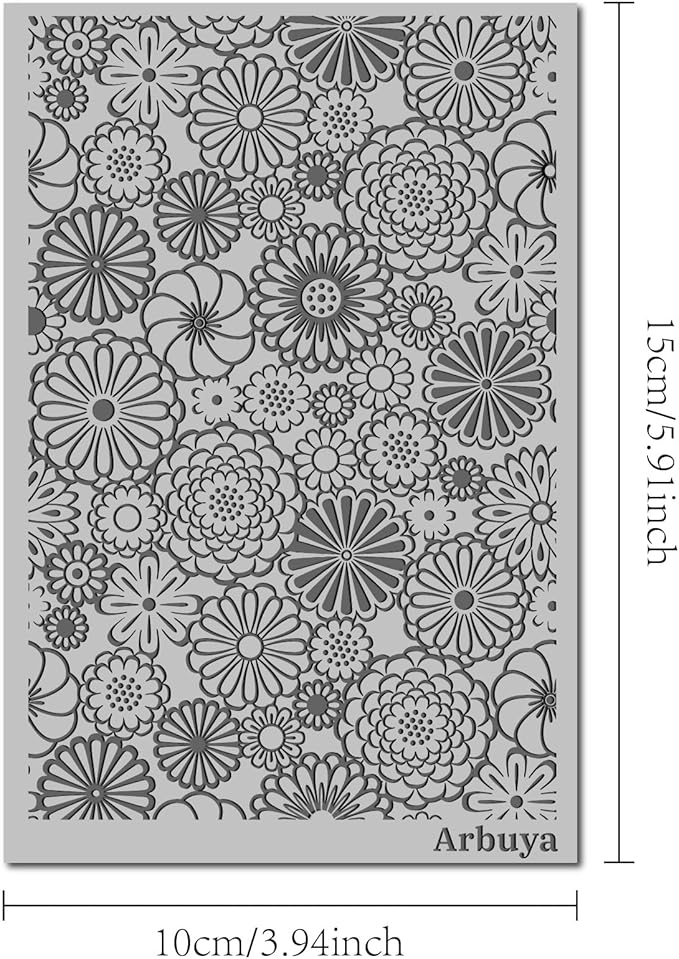 Arbuya Polymer Clay Blossom Flowers Texture Sheets for Earrings Jewelry Making, Clay Dahlia Floral Texture Mats for Polymer Clay Projects Floral Stamps for Clay Earrings Tools