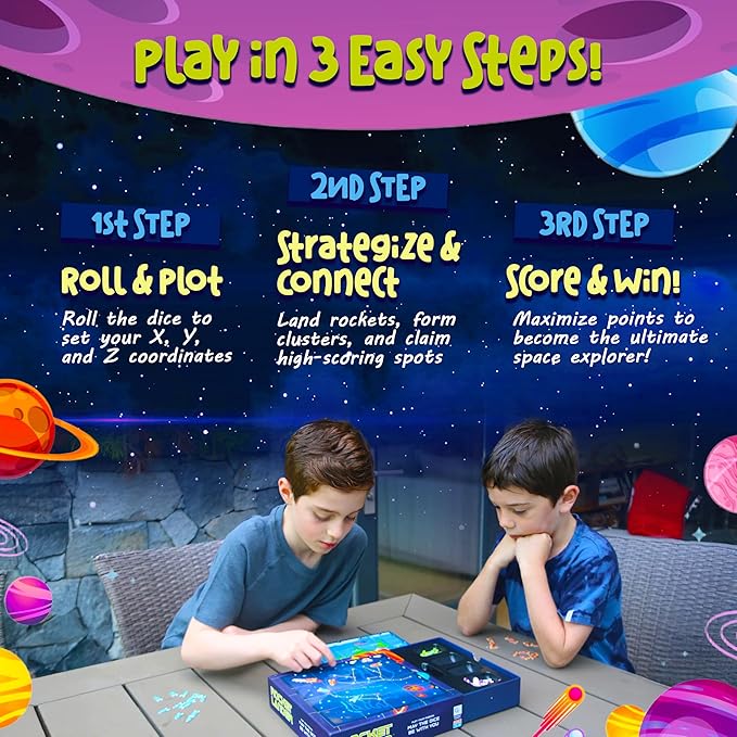 Griddly Kids RocketLander – Strategy Family Games for Critical Thinking & Problem-Solving Skills, Board Game for Adults, Family Card Game, STEM Toys, Fun & Engaging Educational Activity Kids Games