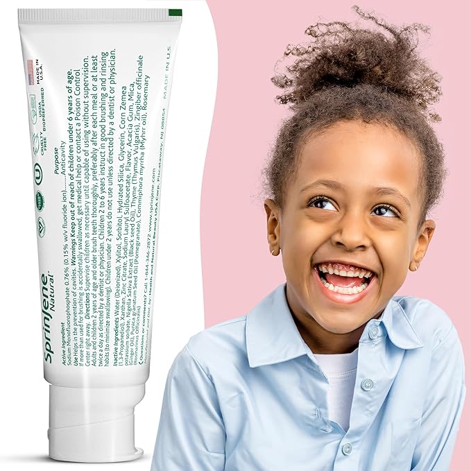 SprinJene Natural Kids Toothpaste, Strawberry | Natural Children’s Toothpaste | Fluoride Free Toothpaste for Toddlers | 4 Pack