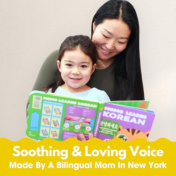 New! Learn Korean for Kids, Momo Learns Korean Vol. 2, Bilingual Korean Baby Book for Kids, Babies & Toddlers 1-3, Kids Board Book w/ Hangul, First Words & Songs, Language Toy for Preschoolers 0-3