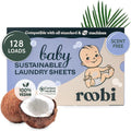 Roobi Baby Laundry Detergent Sheets. Specially Formulated for Sensitive Skin. Newborns, Infants & Toddlers Clothes. Unscented. Up to 128 Loads