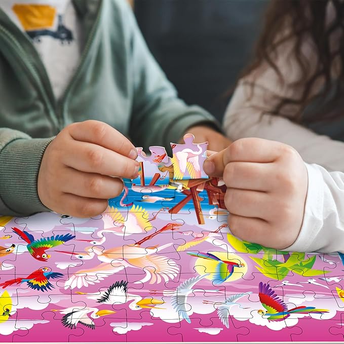 QUOKKA 100 Piece Puzzles for Kids Ages 8-10 – 3XSET Puzzles for Kids Ages 4-6 – Toy for Learning Wildlife Neighbors and Feathered Friends for 5-8 Year Old – Toddler Game Gift for Boy and Girl
