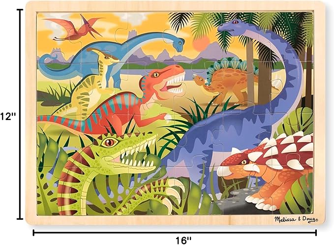 Melissa & Doug Dinosaurs Wooden Jigsaw Puzzle with Storage Tray (24 pcs)