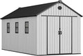 YITAHOME 8x16 FT Outdoor Storage Shed with Floor, Waterproof Plastic Garden Shed with Lockable Doors, 2 Vents & 3 Windows, 875 cu. ft. Resin Shed for Tools, Bikes, Patio or Backyard, Gray