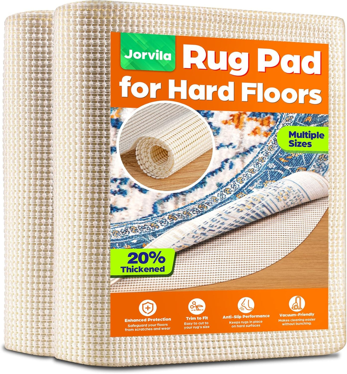 Non-Slip Rug Pad Gripper Round 4 Feet, Anti Skid Mat for Under Area Rugs, Keeps Rugs in Position and Safe, Thick Cushioned Carpet Pad for Hardwood Floors Protection