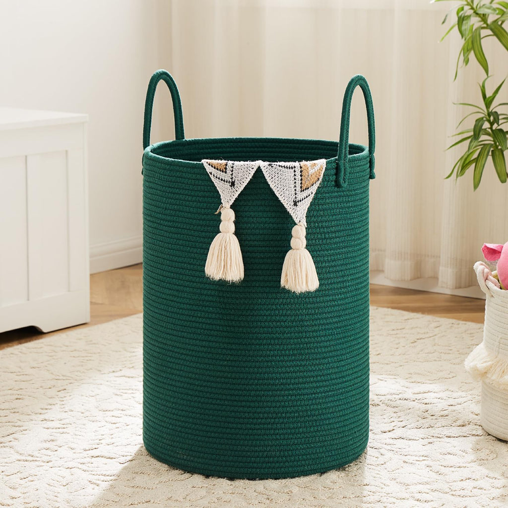 Laundry Basket,Woven Cotton Rope Laundry Hamper,40L for Decorative Storage of Dirty Clothes,Toys and Blankets in Bathroom,Baby Room and Living Room