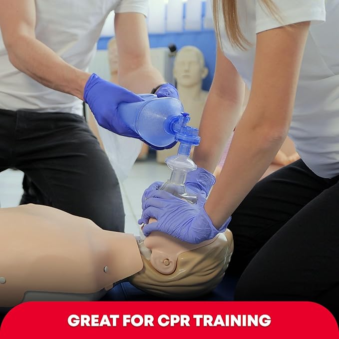 Adult and Infant CPR Mask Combo Kit – 4-Pack – 8 Valves, 4 Gloves, 8 Alcohol Pads – Latex-Free, Portable Pouch for First Responders