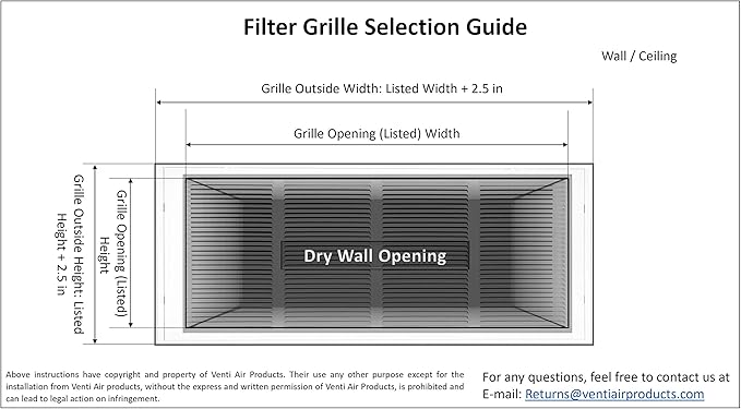 Venti Air 30" X 10" Steel Return Air Filter Grille - Removable Face/Door for 1 inch filters - HVAC Duct Cover Grill (2-3 Business Day Delivery) [Outer Dimension: 32.5"W X 12.5" H]