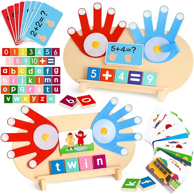 2 in 1 Wooden Montessori Toys for Kids - Number Counting Blocks & ABC Game Toys for 3-5, Preschool Educational Learning Toys for Toddlers 4-6, Birthday Christmas Stocking Stuffers Gifts for Boys Girls