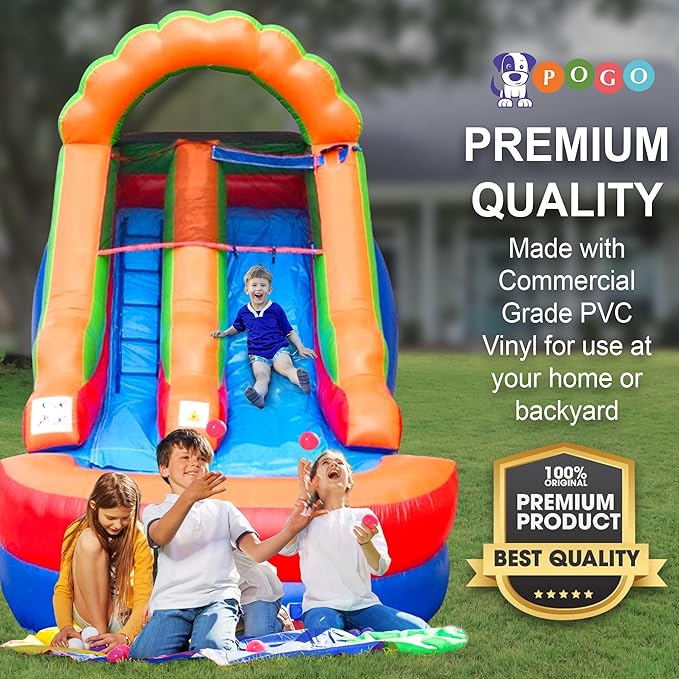 Inflatable Water Slide for Kids & Toddlers with Inflatable Pool, Backyard, Park or Commercial Use, Outdoor Water Play, Includes Blower Stakes, Splash Pool & Storage Bag, Large 21' x 9' x 12'