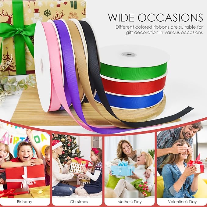 100 Yards 1 inch Grosgrain Ribbon, Solid Color Fabric Ribbon Perfect for Gift Wrapping, Wedding, Handmade Bows, Floral Bouquets and Party Decoration(red)
