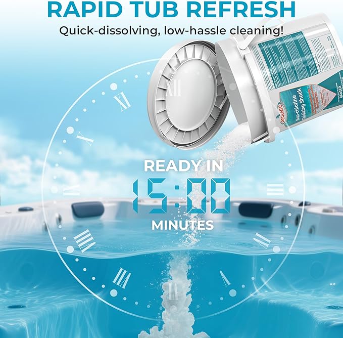 Non-Chlorine Spa Shock for Hot Tub, Chlorine-Free Shock Treatment for Hot Tubs, Spas and Swimming Pools, Quick Dissolving, Fast Acting Oxidizing Shock for Crystal Clear Water- 5lbs*8 Packs