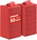 Shop Towels Rags, 50 Pack Reusable Shop Rags Bulk Microfiber Cleaning Cloth Lint Free Cleaning Towels for Car Kitchen Automotive Bar Mechanic Restaurant Garage, 11.5"x 11.5", Red