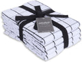 AMOUR INFINI Terry Cotton Kitchen Towels 4-Pack - Large 18 x 28 Inch, Absorbent & Soft Dish Towel with Hanging Loop, Washable Ideal for Cleaning, Drying (Black)