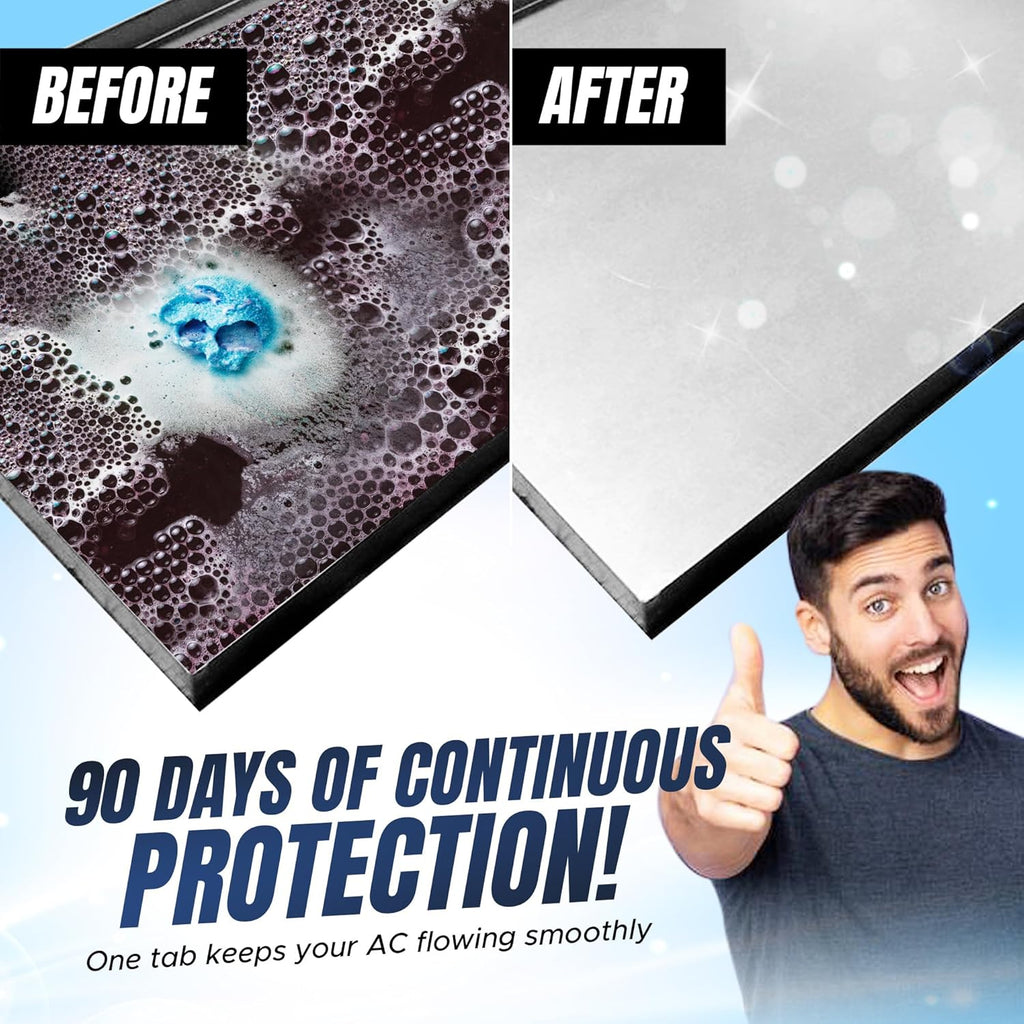 Air Pure Drain Pan Tabs - 48 Flow Treatment Tablets for HVAC & AC Condensate Pan Treatment | Prevents Overflow, Cleans Drain Lines, & Eliminates Odors