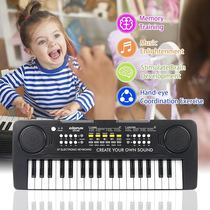 Kids Piano Keyboard, 37 Keys Portable Music Keyboard Electric Piano Toys for Children, Educational Electronic Musical Instrument Toys Gifts for Kids Ages 3 4 5 6 7 8 9