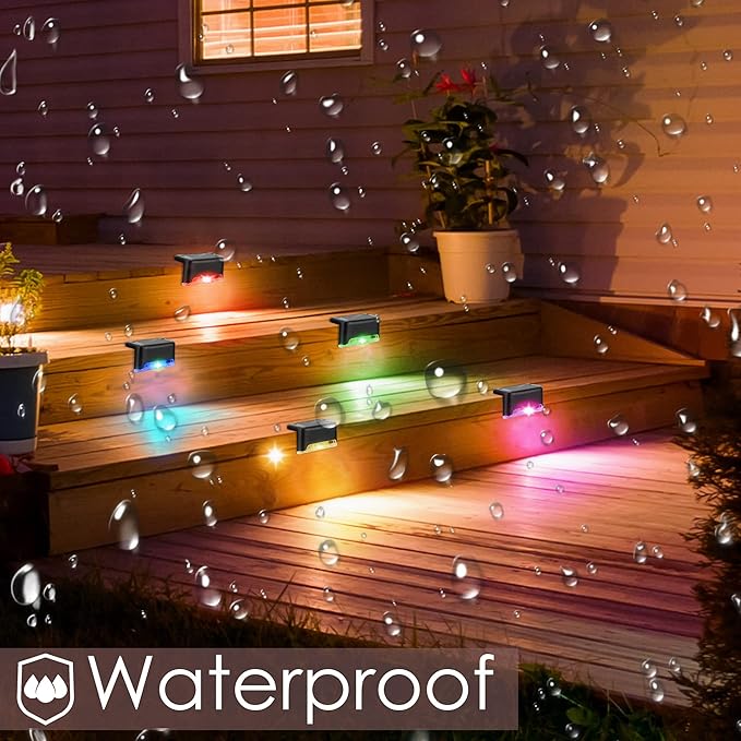 Solar Pool Side Lights 4-Pack, Color Changing Waterproof Light up Swimming Pool Accessories Night, Outdoor LED Deck Lights for Stairs, Step, Fence, Yard, Patio, and Pathway Decor