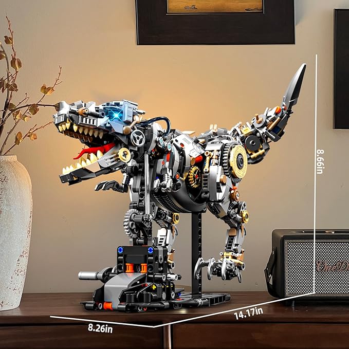 Ideas Mechanical Tyrannosaurus Building Set with Light, Creative Jurassic T-Rex Animal Toy for Home Office Decor Compatible with Lego Dinosaur, Gift for Adult Teens Boys 8-12(1268 PCS)