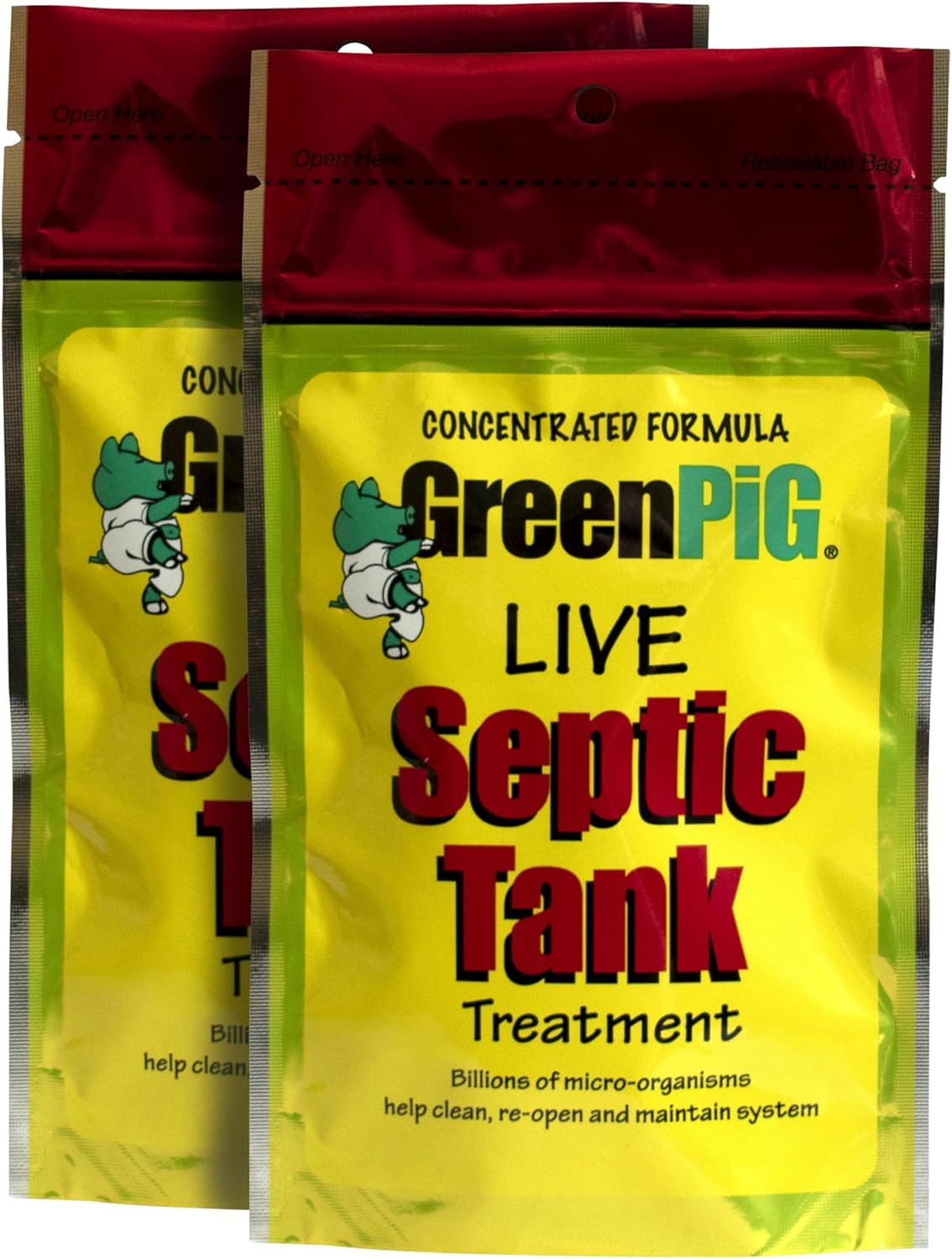 GREEN PIG Septic Tank Treatment - 8 Pods, Septic Safe Clog Remover, Prevents Expensive Septic Tank and Drain Field Failures, 2-Year Supply