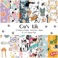 24 Sheets 12 Designs Scrapbook Paper Pad,6"×6” Single-Sided Decopodge Craft Cardstock Paper,Christmas Scrapbooking DIY Decorative Background Cardmaking Supplies.Cat's Life