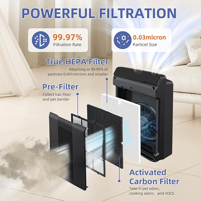 5500-2 Air Purifier Filter Replacement for Winix Plasmawave Air Purifier 5500-2 5300-2 6300-2 C535 AM80 AM90,4 Pack H13 Grade True HEPA Filter,Replace 116130 Filter H