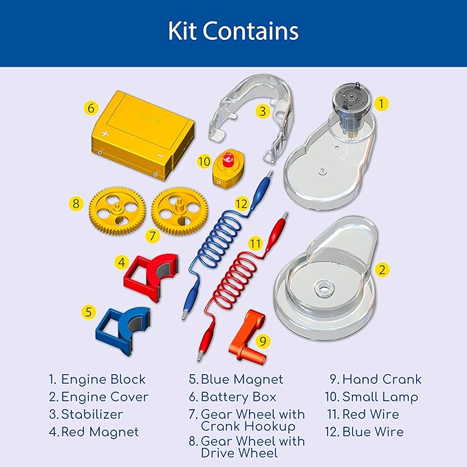 Thames & Kosmos Motors & Generators Science Kit | 25 Guided STEM Experiment Lessons | 48 Page Color Student Guide | Grades 3-6 | Ages 8+ | Play & Learn | Parents' Choice Silver Award Winner