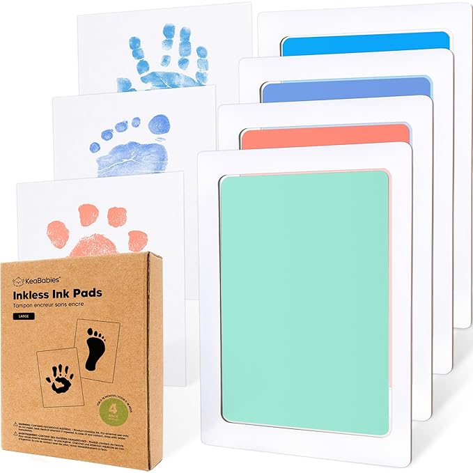4-Pack Inkless Baby Hand and Footprint Kit - Mess Free Ink Pad for Newborn Keepsake, Dog Nose & Paw Print Kit, Clean Touch Ink Pad for Baby Hand & Footprints, Ideal New Mom Gifts (Popsicle, L)