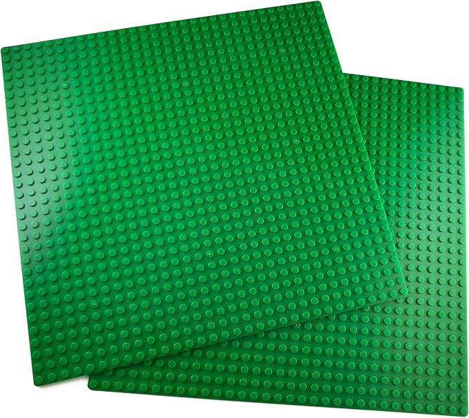 Apostrophe Games Building Blocks Base Plates Compatible with All Major Brands – 2 Pack, 10-1/16" x 10-1/16" Inches Baseplate for Building Bricks – Durable and Sturdy Baseplates (2X Green)