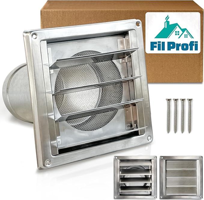 (4 Inch) Wall Vent Cover with Metal Mesh Screen,Exterior Hood Vent for House,Extended air Pipe.
