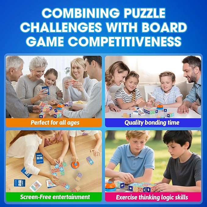 Matching Board Game, Family Puzzle Board Games for Adults & Children, Block Puzzle Games with Bell for Kids Ages 4+, Birthday Gifts Toys Travel & Party Boards Game for Family Night
