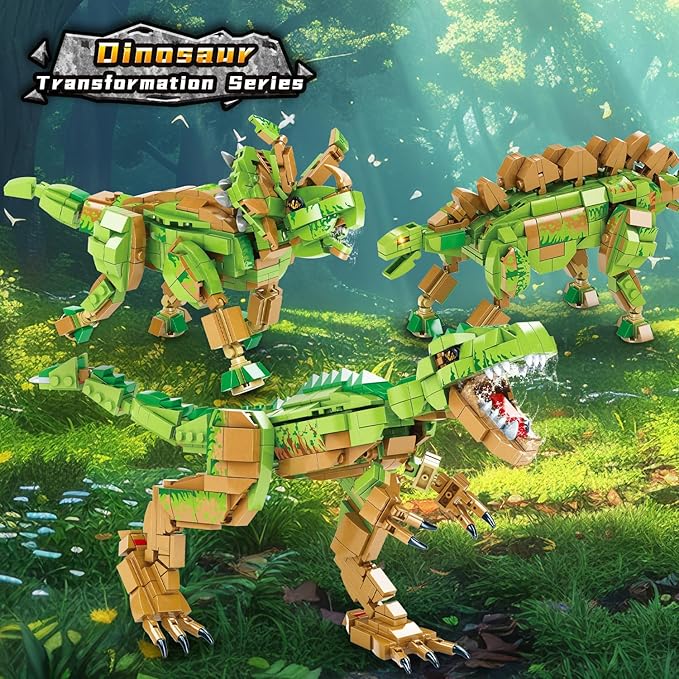 3 in 1 Dinosaur Building Blocks Toy Set, Compatible with Lego Dinosaur Toys, 730 Piece STEM Dinosaur Building Kit Great Gift for Boys and Girls Over 6 Years Old