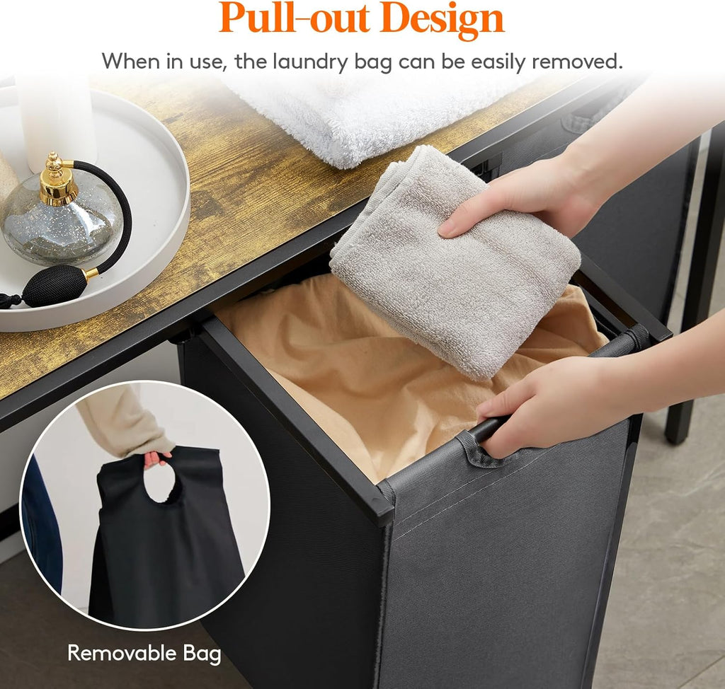 Lifewit Laundry Hamper 3 Section, 120L Pull out Laundry Clothes Basket Organizer with Large Top Shelf and 3 Removable Bags and Handles, Laundry Sorter for Laundry Room Bedroom Bathroom Dorm, Black