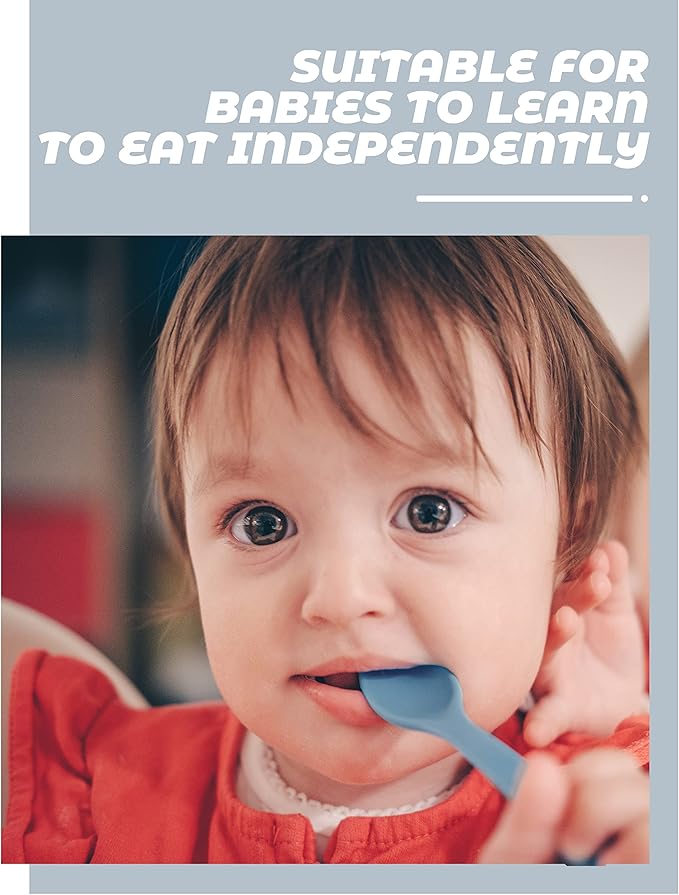 10 Pcs Silicone Baby Spoons and Forks, Chewable Utensils for Self-Feeding, Kids Utensils for Over 6 Months Babies