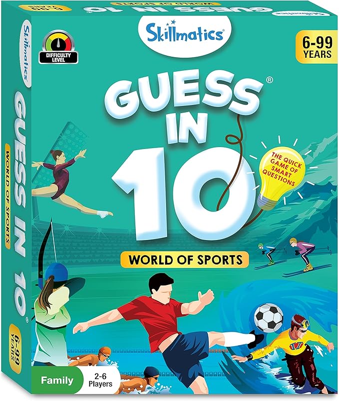 Skillmatics Guess in 10 Sports, Perfect for Boys, Girls, Kids, and Families Who Love Card Games, Toys, Travel Games, Gifts for Ages 6, 7, 8, 9 and Up
