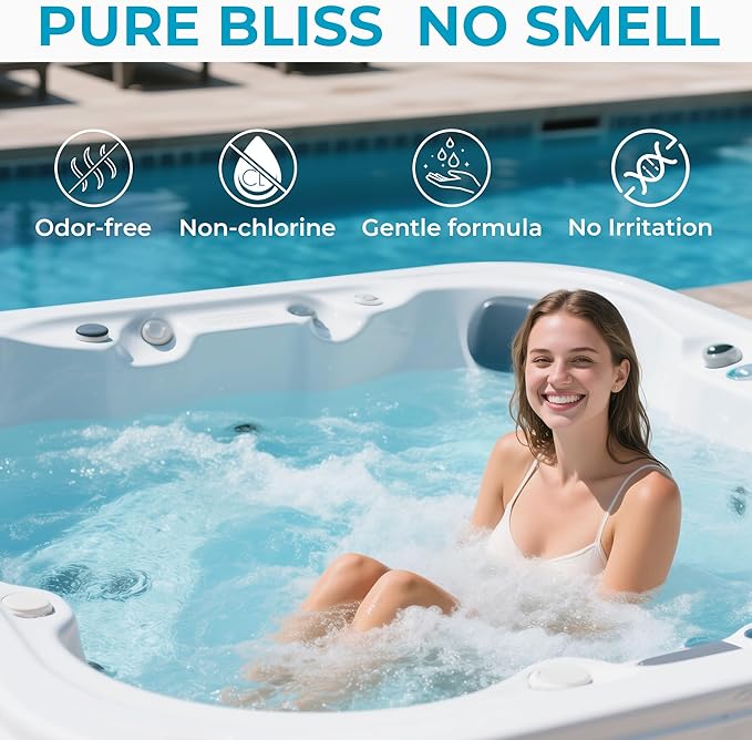 Non-Chlorine Spa Shock for Hot Tub, Chlorine-Free Shock Treatment for Hot Tubs, Spas and Swimming Pools, Quick Dissolving, Fast Acting Oxidizing Shock for Crystal Clear Water- 5lbs*4 Packs