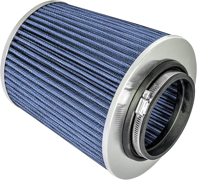 Mortar Aftermarket Auto Air Filter Replacement - Car Enthusiast Class Universal Cold Air Intake Gulps in More Air for More Engine Power & Passionate Induction Sound, 3 In, Blue