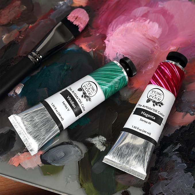 Tusc & Pine Artist Oil Paint - Manganese Blue Pastiche, 40 ml, Non-Yellowing, Rich & Creamy Consistency, Maximum Pigment Load, Small Batch Milled Oil Paints Made in the USA for Professional Artists