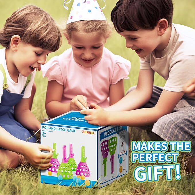 Bennol Outdoor Game Toys for Kids Boys with 20 Balls, Pop Pass Catch Ball Game Outside Toys Gifts for 3 4 5 6 7 8+ Year Old Boys Kids, Outside Outdoor Gifts for Ages 3-5 4-8