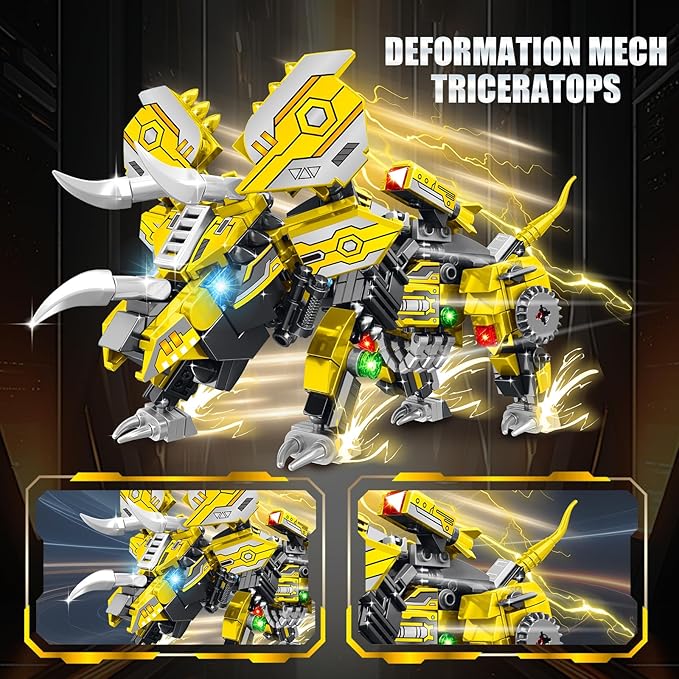 STEM 2 in 1 Triceratops Dinosaur Building Kits, Transforming Mech Robot Building Sets for Adults, Compatible with Dinosaur, Educational Gift Toy for Kids Boys 6-10 (507 PCS)