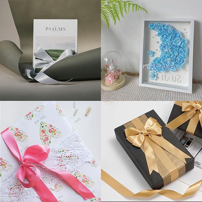 Off White Satin Ribbon 3/4" X 50 Yards Solid Color Double Faced Ribbons Perfect for Crafts Wedding Decor Bow Making Arts Sewing and More