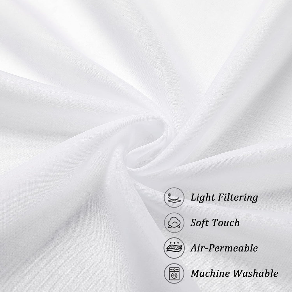 Chyhomenyc Sheer White Tier Curtains 24 Inch Length Set, Small Window Curtains Treatment for Bathroom/Living Room/Cafe/Basement, Short Voile Curtain Tiers 42in x 24in, Rod Pocket, 2 PCS