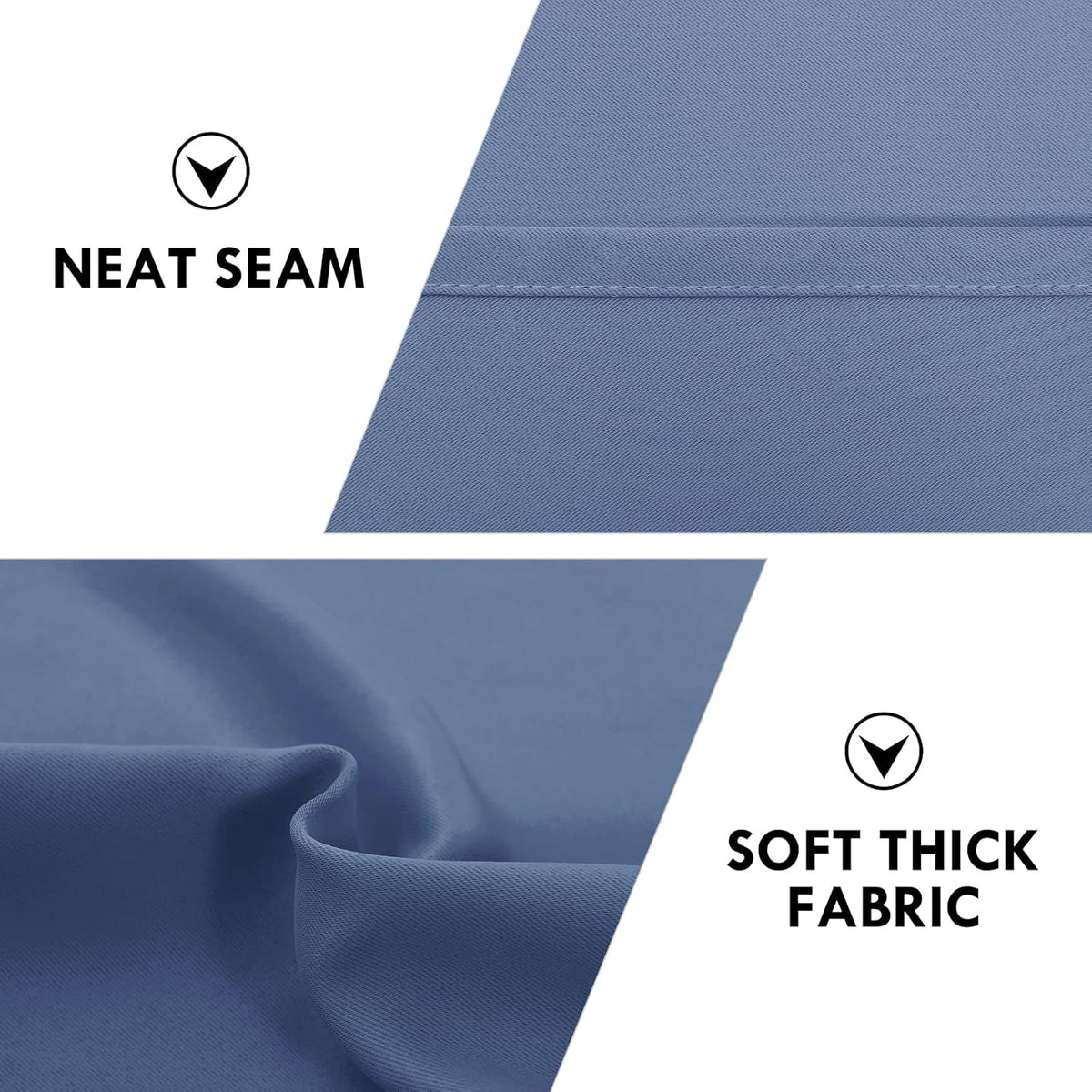 DWCN Blackout Curtains – Thermal Insulated, Energy Saving & Noise Reducing Bedroom and Living Room Curtains, Dusty Blue, W 52x L 95 Inch, Set of 2 Rod Pocket Curtain Panels