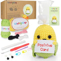 WaldyWop Beginners Crochet Kit for Kids & Adults w/Positive Card - Easy Crochet Starter Kit w/Pre-Started Yarn, Step-by-Step Video Tutorials - Craft Kits, Birthday Gifts for Girls Women, Cute Corn