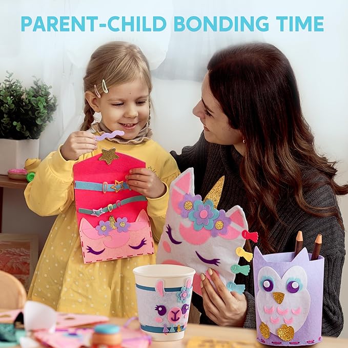 Klever Kits 7 Sewing Projects- My First Kids Sewing Kit- Easy DIY Arts and Crafts for Girls, Craft Kits, Birthday Gifts for Kids Aged 6+, Unicorn and Mermaid Pillow